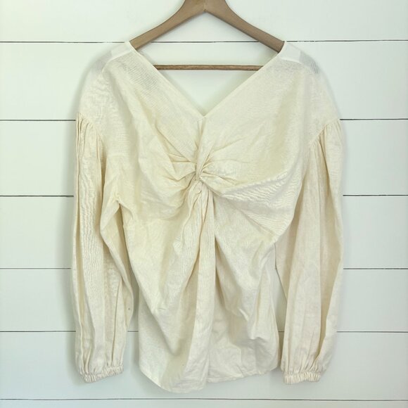Zara NWT cream colored top with cotton front and linen fabric on back - Picture 3 of 5